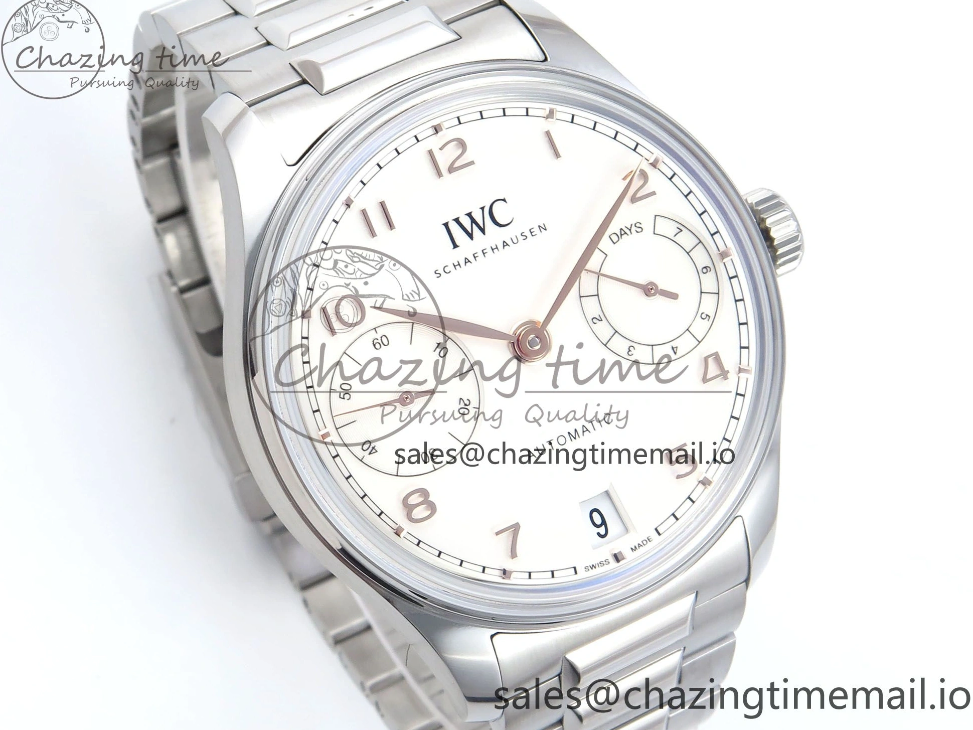 MIROTIME 0324 Portugieser Auto IWC0562A APSF 1:1 Best Edition White RG Dial on SS Bracelet A Unique 6991